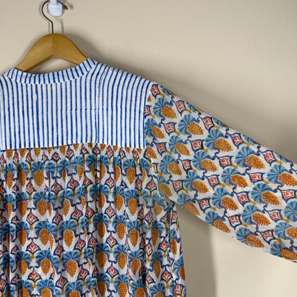 Roller Rabbit Block Print Serafina Tunic Fringe Womens Size M Swim Cover Dress - Picture 5 of 11